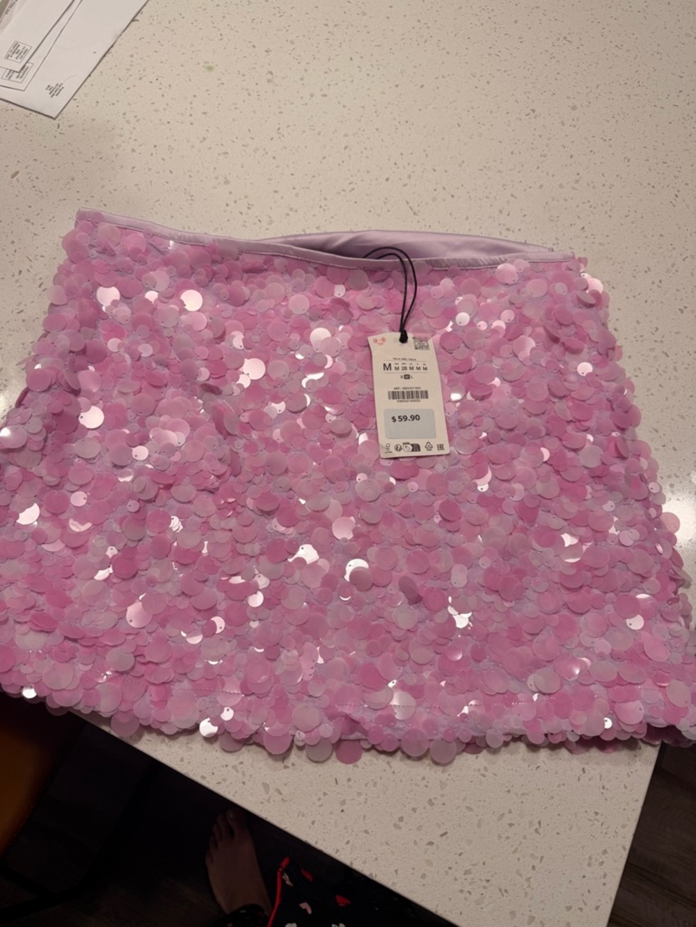 Zara Pink Sequin Mini Skirt